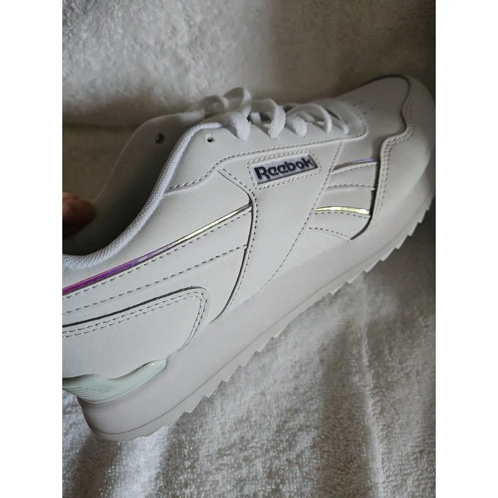 Reebok Harman Ripple Clip  Running Shoes White Iridescent Trim NEW Sz 8.5